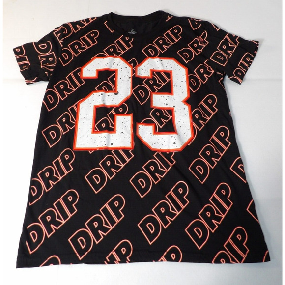 Vibes Tee Shirt Large Drip 23 Black AOP Graphic Sneaker Tee Streetwear Hip Hop - Picture 4 of 9